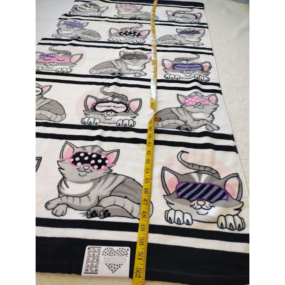 KASSAFINA Bath Towel Multicolor CATS Bedtime Sleep Mask‎ Striped 27X52 Beach